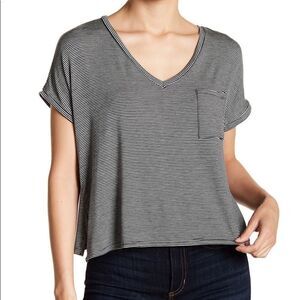 PST by Project Social T Striped V-Neck Pocket (D6)